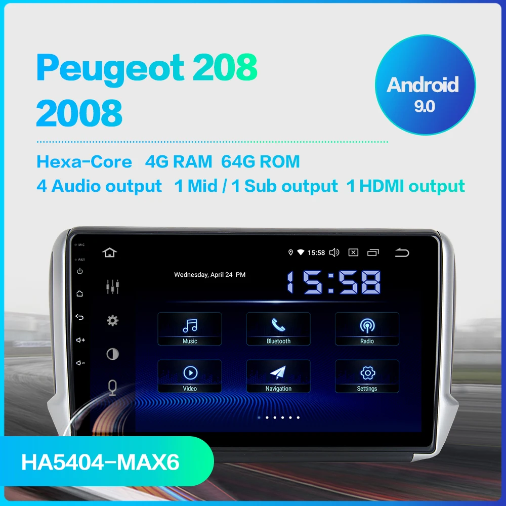 Dasaita 10," ips автомобильный Android 9,0 мультимедийный плеер для peugeot 2008 208 2012 2013 gps навигация DSP MAX6