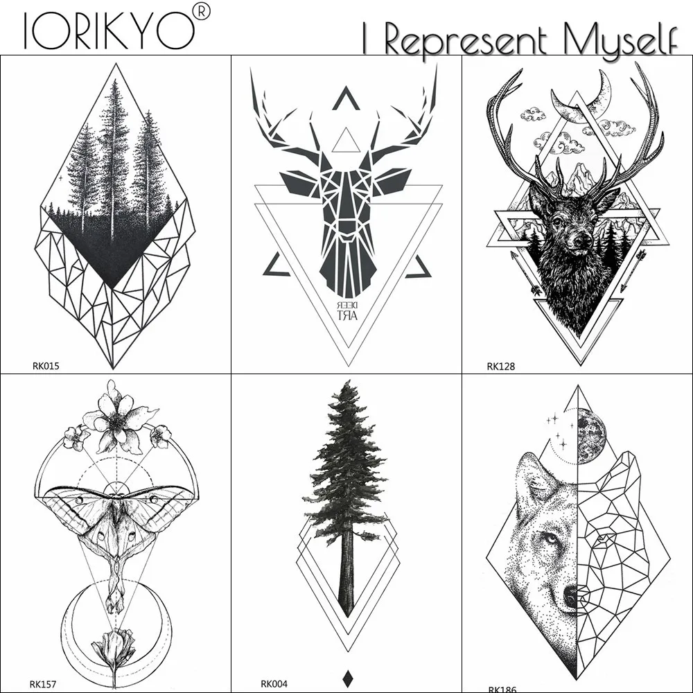 

IORIKYO Men Arm Deer Temporary Tattoo Women Neck Stickers Self Adhesive Black Adults Tatoos Waterproof Pine Tree Tattoo Chains