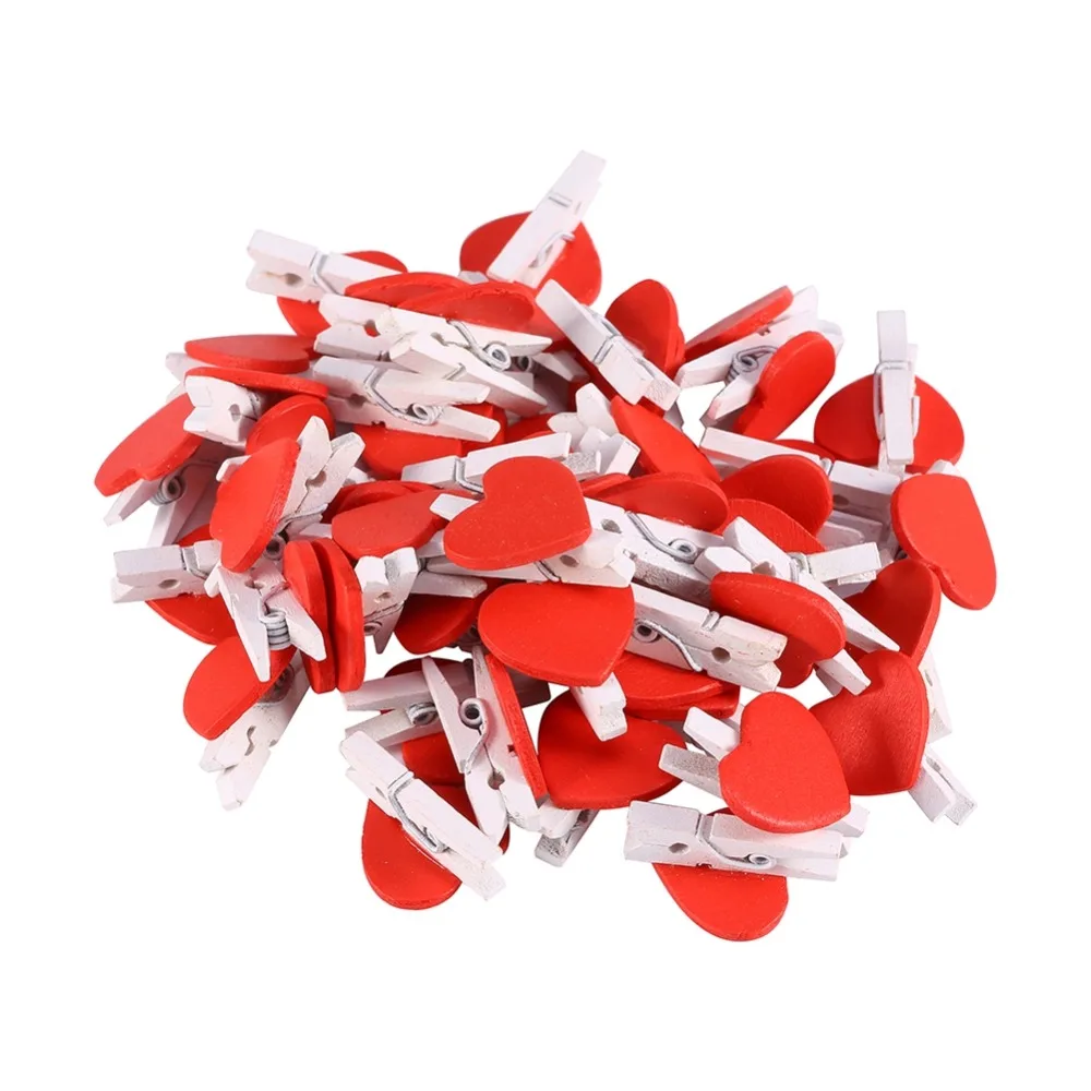 Mini Clothespins Wooden Love Hearts Decorative Paper Clips Photo Paper Peg Pin Craft Photo Frame