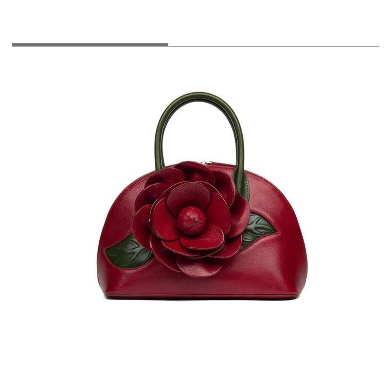 Новая женская сумка из натуральной кожи трехмерная ручная Роза Модные женские кожаные сумки Сумка через плечо сумка