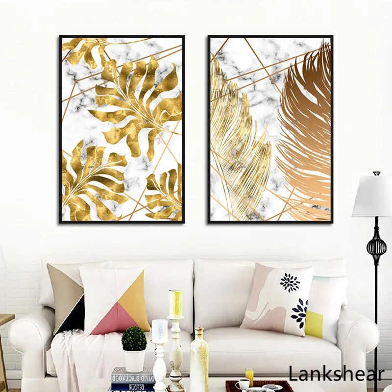 

Nordic Plants Golden Leaf Canvas Painting Posters And Print Wall Art Pictures For Living Room Bedroom Home Decoration Artwork
