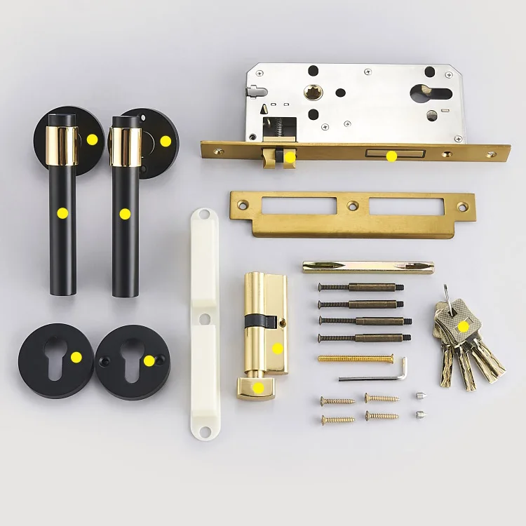  Top Designed 1Set European Pure Brass Door Lock Set Interior Bedroom Living Room Silent Door Lock S - 33048268916