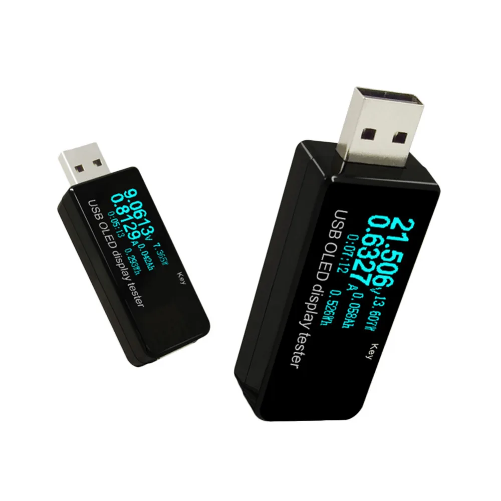Kopen OLED USB Tester DC voltmeter stroom spanning 128x64 Meter Power Bank batterij Capaciteit monitor qc2.0 Telefoon oplader detector