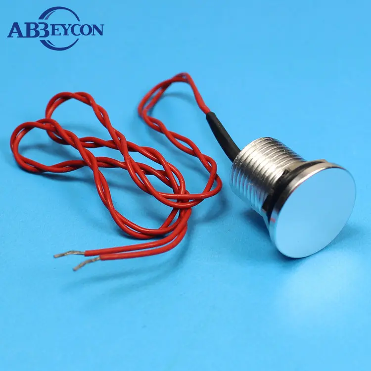 

Abbeycon Normally Open Momentary 12V IP68 waterproof 12mm flat head stainless silver small piezo switch touch to start with wire