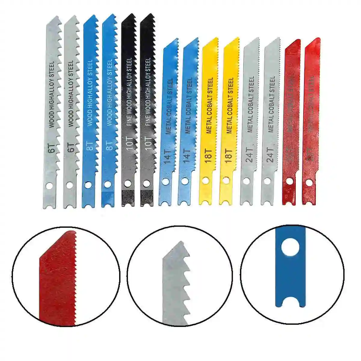 14Pcs Assorted U-shank Jigsaw Blades Metal Plastic Cut Cutting Wood Set New