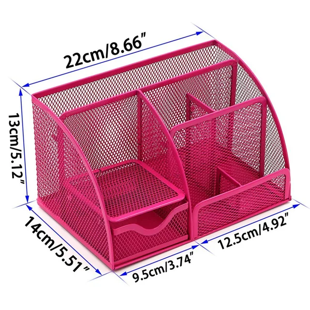 Online Hot Pink Office Supplies Mesh Desk Organizer Desktop Hot Pink Office Supplies Mesh Desk Organizer Desktop Pencil Holder Accessories Caddy With Drawer 7 Compartments