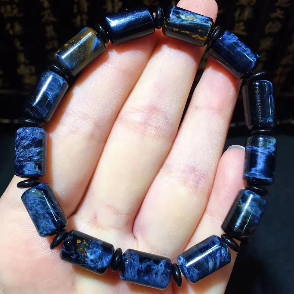

Drop Shipping Aaaaa Genuine Natural Blue Yellow 13x8mm Pietersite Gemstone Namibia Barrel Bead Stretch Bracelets Man Women