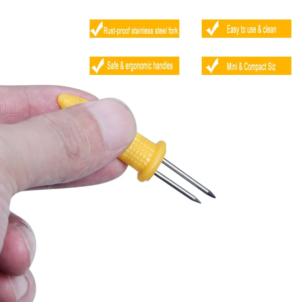 Set Of 10 Twin Prong Skewers Barbecue Fork Fruit Corn Holder BBQ Fork Tool Camping Picnics Supplies (5)