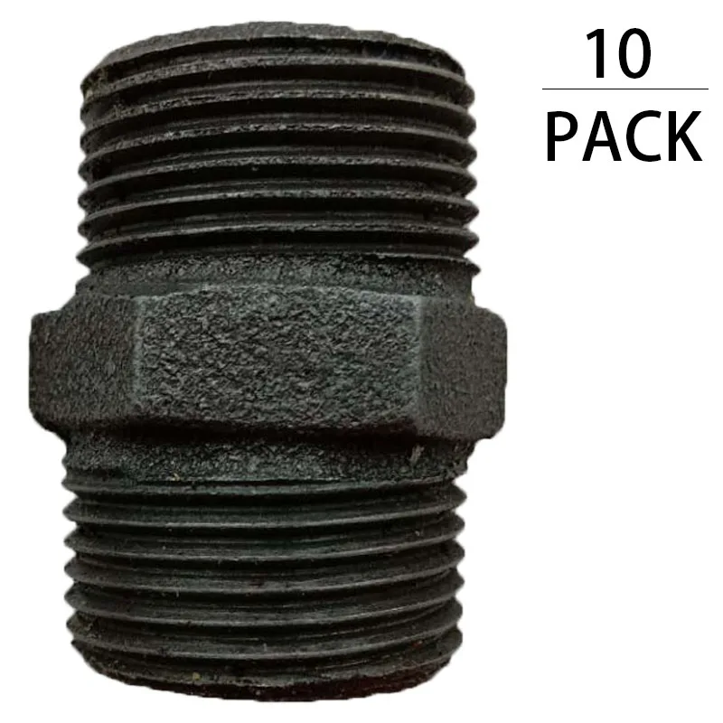 10 упаковок шестигранных ниппелей Para uso con gas aceite o aire Tubos roscados negros pezones y accesorios construir