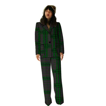 

Elegant women African suits fashion print large size working clothes leisure coat female casual ladies Ankara blazer&pants