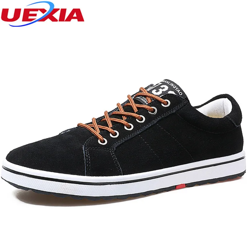 

UEXIA High Top Men's Casual Shoes Solid Lace-up Suede Leather Shoes Breathable Fashion Leather Flats Footwear New Fashion Men