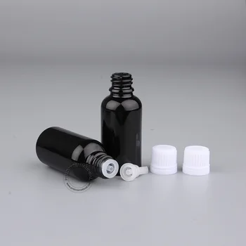 

5 x Promotion 30ml Essential Oil Glass Bottle with Tamper Evident and Orifice Reducer, 30cc/1oz Black Cosmetic Container