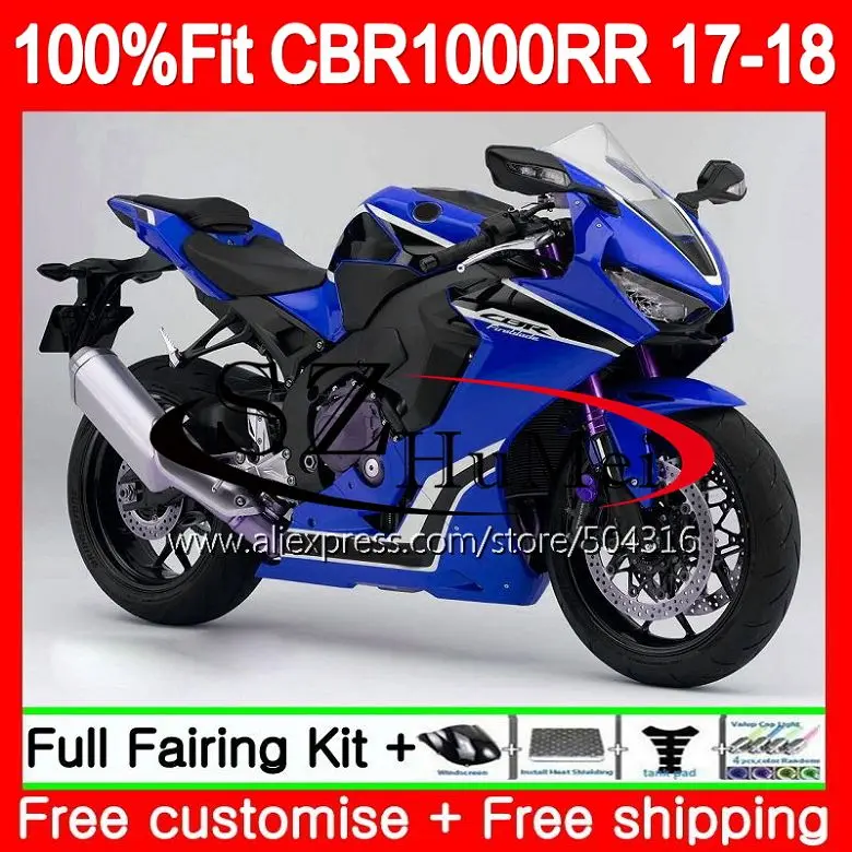 Комплект Инъекций+ майка для HONDA CBR 1000 RR CBR1000RR 17 18 107SH14 CBR 1000RR CBR-1000RR CBR1000 RR сине-черный, сверкающий