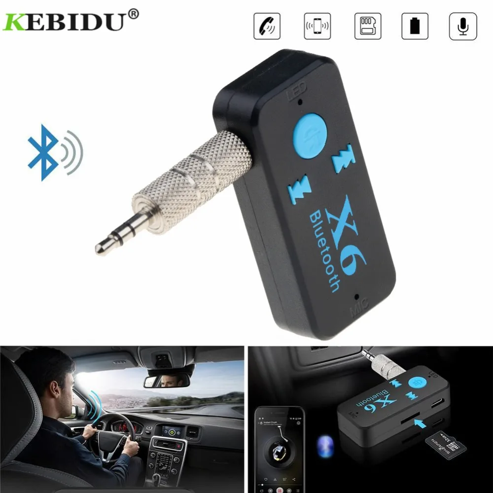 Kebidu X6 Bluetooth автомобильный комплект адаптер Bluetooth приемник автомобильный Bluetooth Aux Комплект Поддержка TF карты A2DP аудио стерео Bluetooth