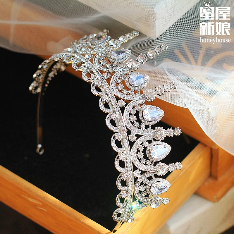Vintage Silver Big Crown Luxury Baroque Crystal Crown Wedding Hair Ornaments Headbands Bride Tiaras And Crowns (9)