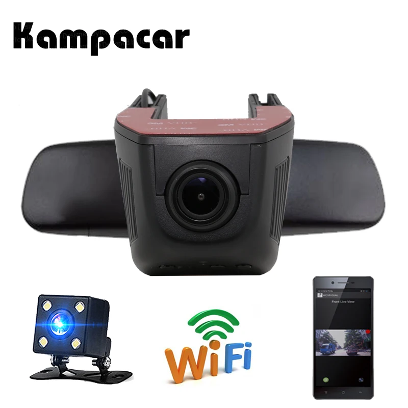 

Kampacar Hidden Wifi Dash Cam Rear View Camera Video Recorder Car Registrar 2 in 1 Car DVRs Auto Camcorder Dual Cameras Mini Dvr