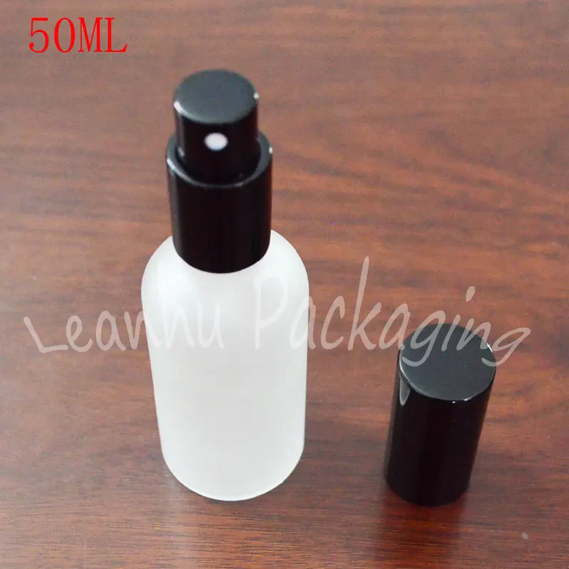Download 50ML Transparent Frosted Glass Bottle With Spray Pump , 50CC Toner / Perfume Sub bottling ...