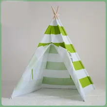 Рождественский подарок зеленая полоса хлопок холщовый вигвам детская игровая комната игровой дом для палатки