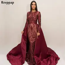 Длинное бордовое вечернее платье в арабском стиле, модель года, элегантные вечерние платья с длинным рукавом abendkleider для женщин
