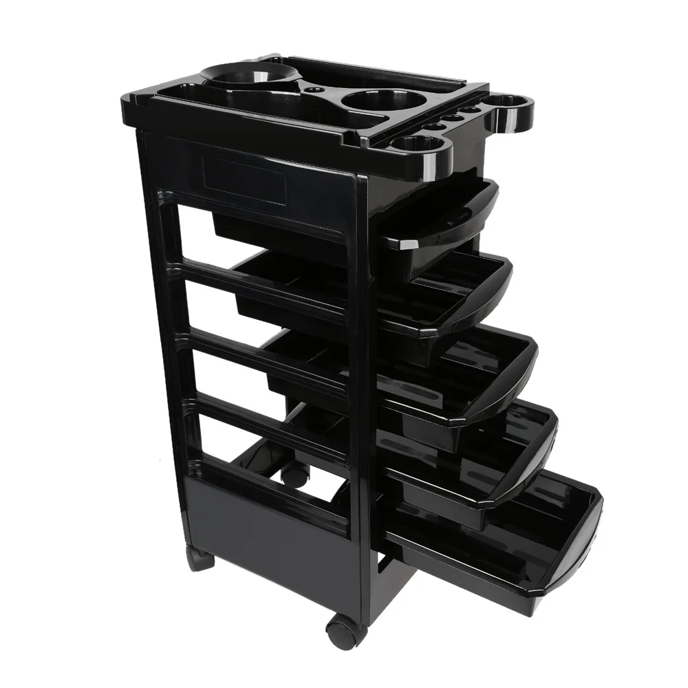 5 Drawers Hairdressing Trolley Hair Coloring Rolling Storage Cart