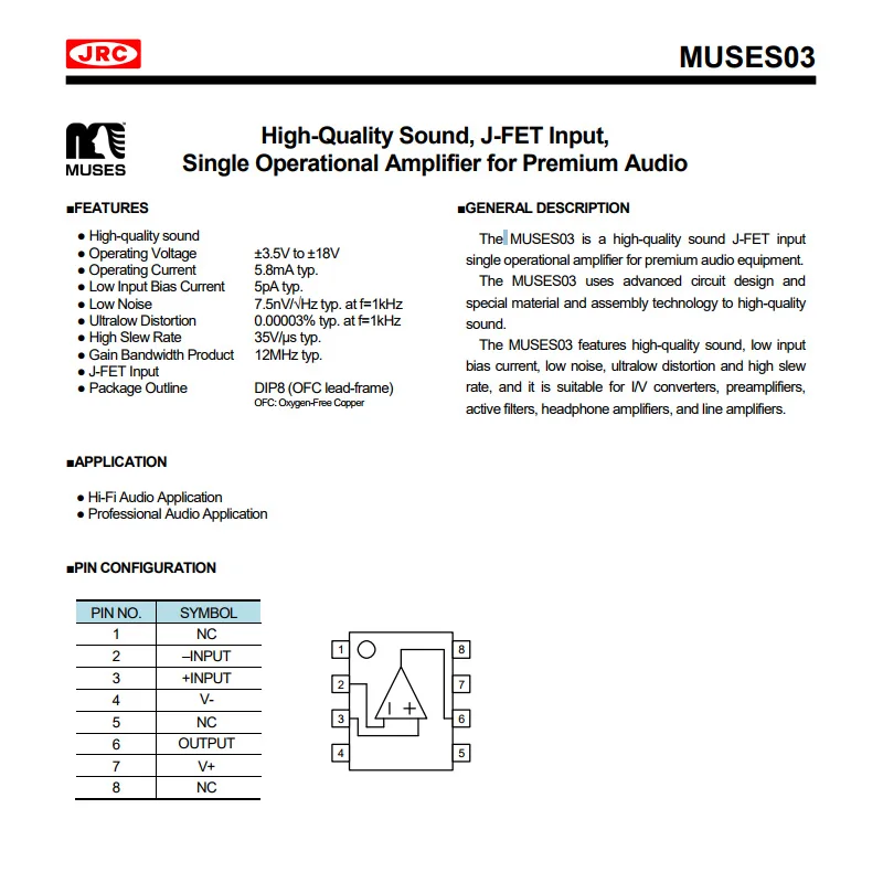 2 шт. подлинный JRC MUSES03 моно OP-amp OPAMP одиночный opamp обновление к вашему HIFI ES9018 ES9028 ES9038 ES9038PRO DAC