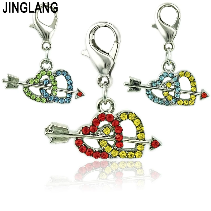 JINGLANG Romantic Lobster Clasp Charms Dangle Arrow Through Double