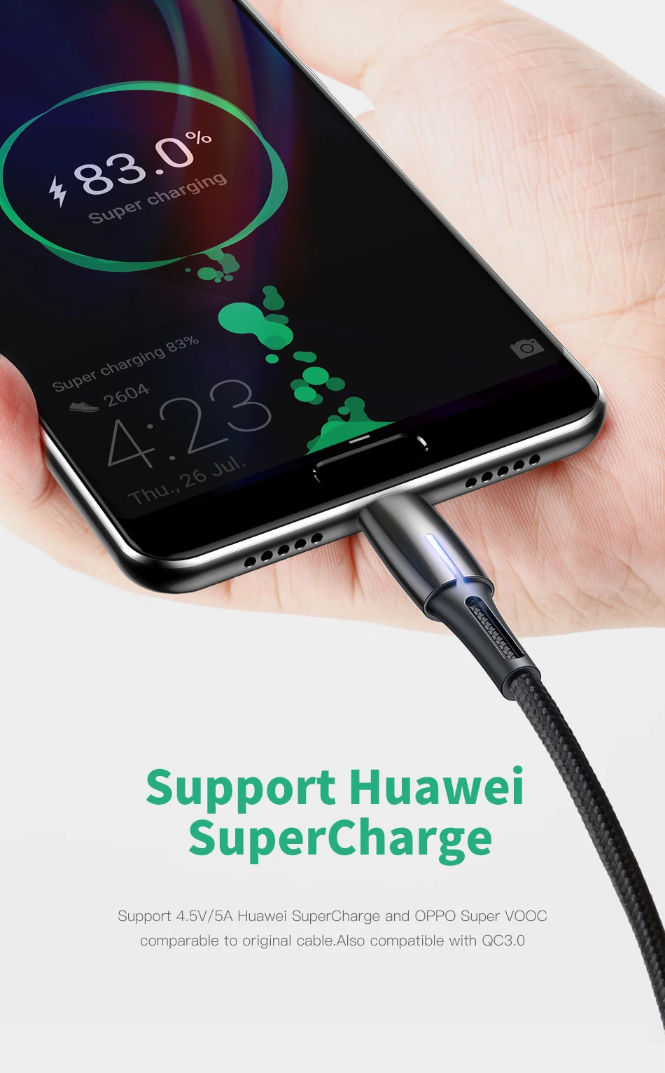 Кабель usb type C Baseus для huawei P20 P30 mate 30 Pro Supecharge type C кабель Quick Charge 3,0+ VOOC Быстрый кабель Chagring USB-C