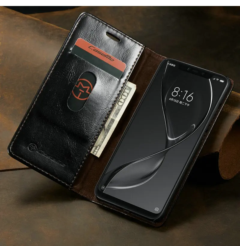 Чехол с магнитным бумажником, чехол для телефона Xiaomi Mi8, Роскошный кожаный флип-чехол R64 для Redmi 6, 6A, Note 6, Pro, чехлы с подставкой для кредитных карт