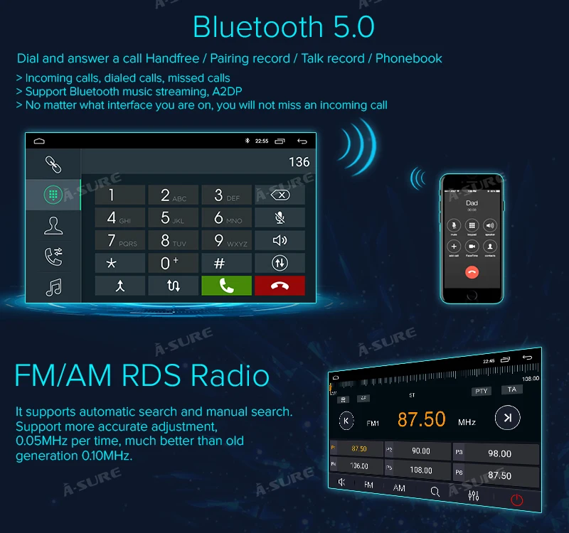 Sale A-Sure 7 Inch 2 Din Android 8.1 Car Auto Radio GPS DVD Player Navigation For BMW E46 M3 318 320 3 Series Coupe Rover75 MG ZT 20