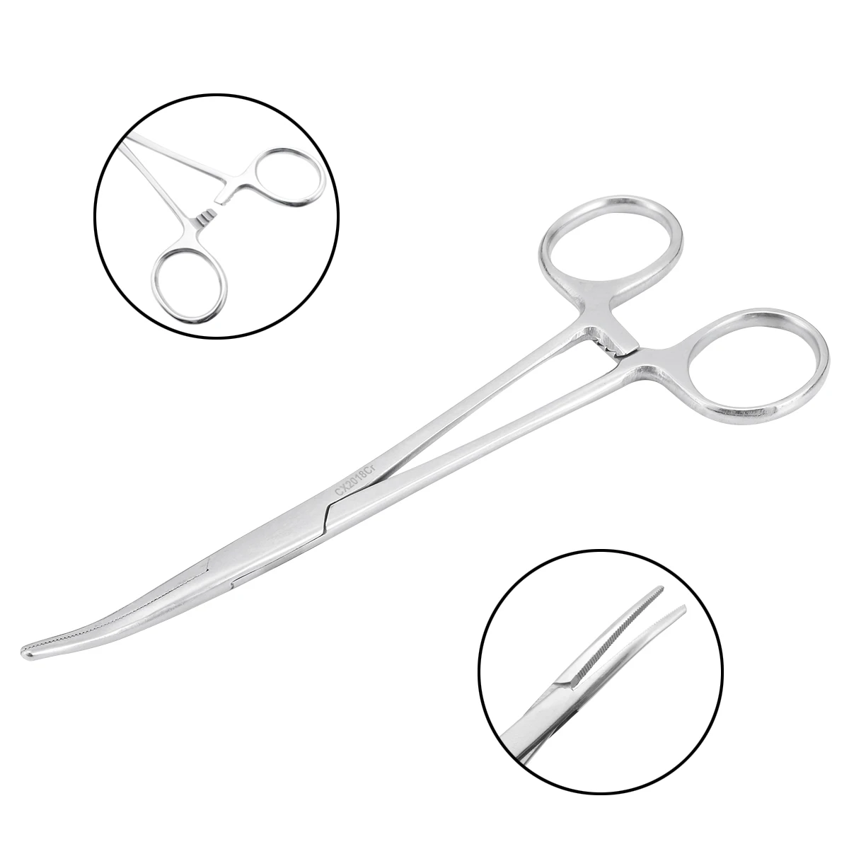 1X Stainless Steel Bend Type Hemostat Locking Forceps Curved Mosquito Elbow Hemostat For Fishing Scissors Box Tool 16cm