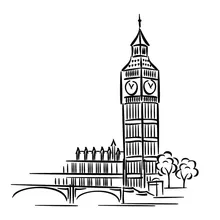 London Landmark Building Cartoon Big Ben Wall Sticker Home Decor Living Room PVC Waterproof Wallpaper