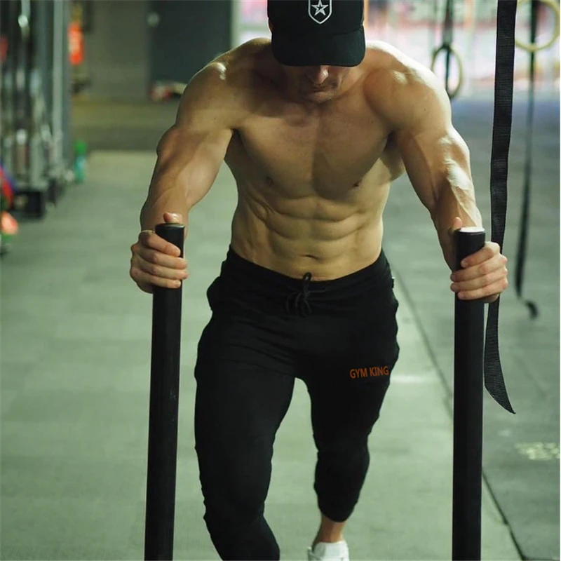 

2018 Autumn mens cotton Sweatpants gyms Fitness workout slim solid trousers male Casual fashion brand Pants Joggers sportswear