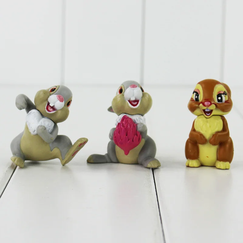 7pcs/lot Bambi Deer Figure Rabbit and His Friends Thumper with Flowers PVC Action Figure Toys Animals Great Gifts For Kids 6-9cm