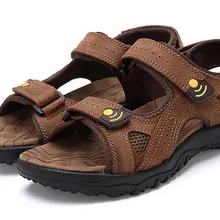 Горячее надувательство мужчины сандалии летом натуральная кожа сандалии мужчины открытый обувь мужчины кожаные сандалии