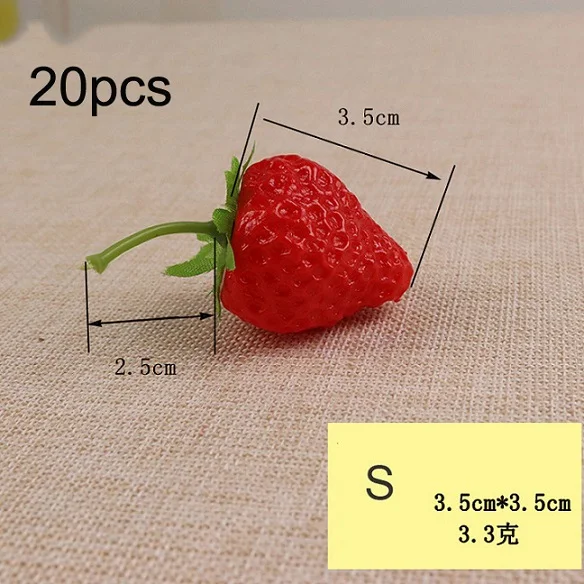 20шт/3 шт Искусственные фрукты имитация клубники пластик моделирование клубника Орнамент Ремесло фотографии реквизит украшение окна - Цвет: 20pcs  s
