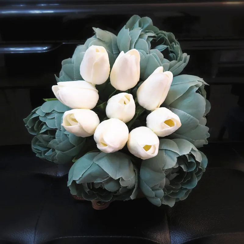 

Wedding Bouquets Luxury artificial peony Tulips flowers for Bride bridal bouquet ZRF027