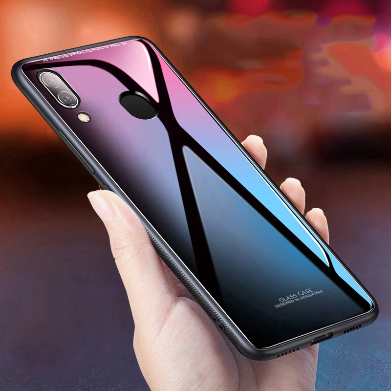 Чехол для Samsung Galaxy M20 M30 стеклянный Жесткий мягкая силиконовая рамка защитный