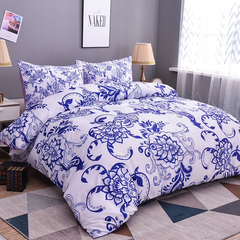 

ZEIMON Simple Flowers Style 3pcs Bedding Set Polyester Bed Cover Duvet Cover Pillowcase Adult Home Textiles Bedclothes