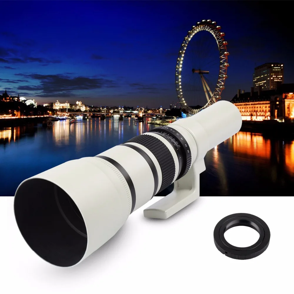 500 мм f/6,3 белый телеобъектив с фиксированным фокусным расстоянием+ адаптер T2 для крепления Canon Nikon sony NEX Pentax M4/3 SLR камеры A6300 A7SII A7R