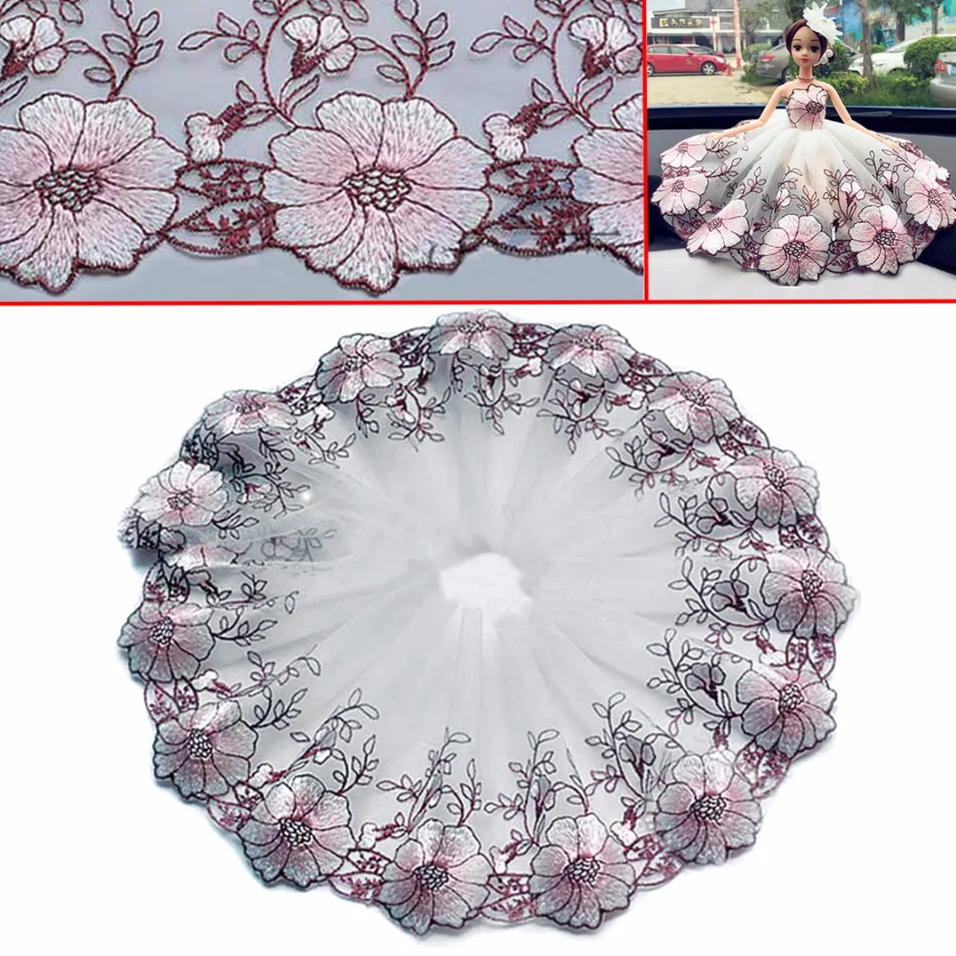 JX-LCLYL New Floral Tulle Lace Trim Ribbon Wedding Fabric Flower Embroidery Sewing DIY