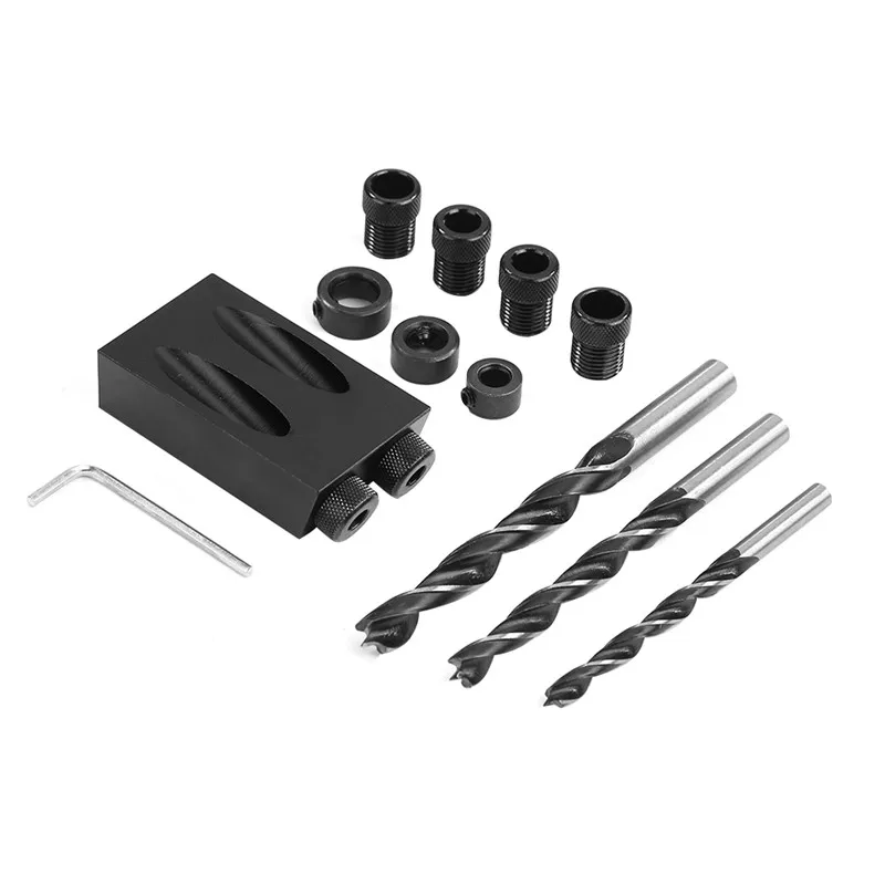 

Guide Oblique Hole Positioner 6/8/10mm 15 Angle Drill Bit Woodworking Locator Set FPing