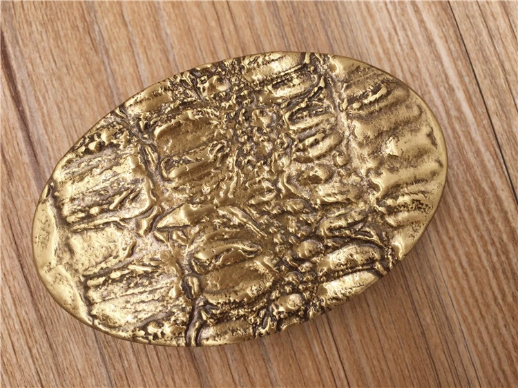 

crocodile skin embossed Brass belt Buckle