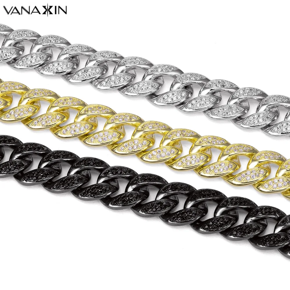 VANAXIN браслеты из стерлингового серебра 925 пробы для мужчин и женщин AAA Micro Pave CZ Кристалл ювелирные изделия золото/черный цвет Высокое качество подарочная коробка