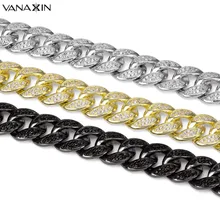 VANAXIN браслеты из стерлингового серебра 925 пробы для мужчин и женщин AAA Micro Pave CZ Кристалл ювелирные изделия золото/черный цвет Высокое качество подарочная коробка