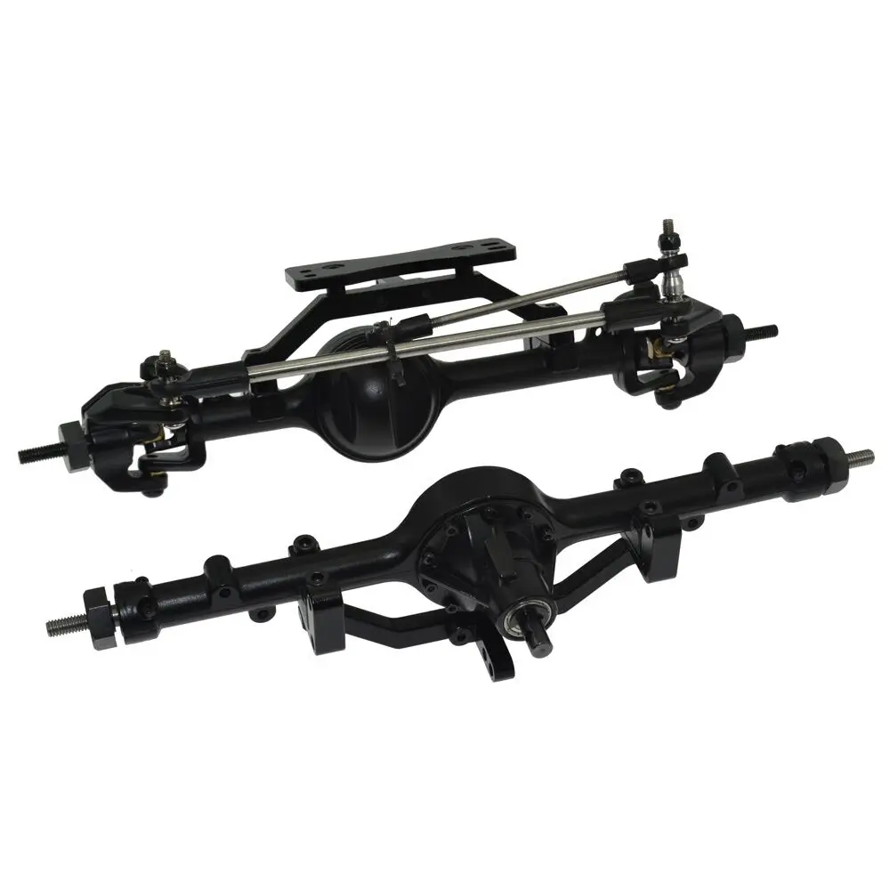 Complete Alloy Front /& Rear Axle Set for 1:10 RC D90 Defender Rock Crawler Black