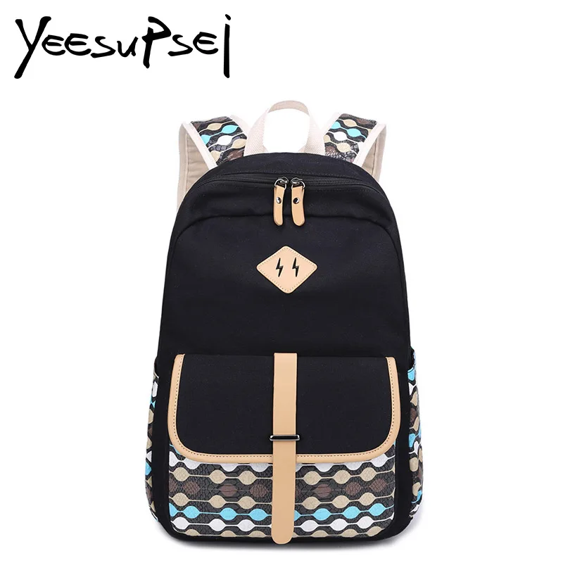 

YeeSupSei School Bag Waterproof Solid Color Canvas Backpack Color Spot Dot Cover Pattern Bag School Bag Large Mochilas Rucksack