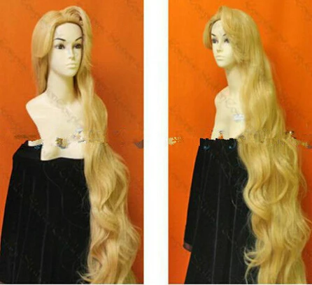 

Anime Cosplay Rapunzel Custom Styled Golden Blonde Long Wavy Wig 150cm queen women's Cosplay hair wigs Free deliver