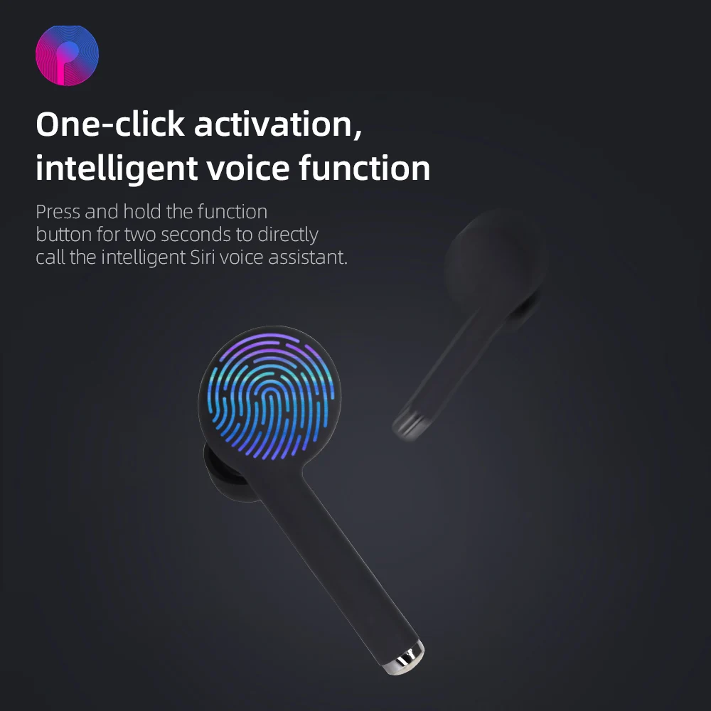 TISHRIC TW40 Fashion Wireless 5.0 Bluetooth Earphone Earbuds With Microphone Waterproof SportsHeadsets For All Smart Phone