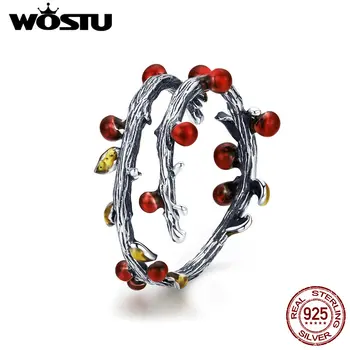 

WOSTU High Quality 925 Sterling Silver Autumn Plant Finger Rings For Women Travel Ring Anel Original Brand Jewelry Gift CQR442