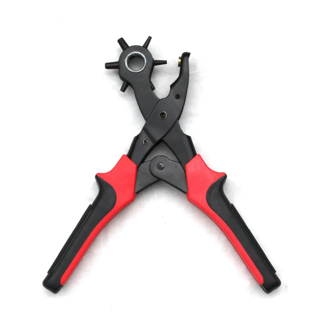 9Inch Heavy Duty Strap Leather Hole Punches Hand Plier Belt Punch Revolving DIY Leather Toolin